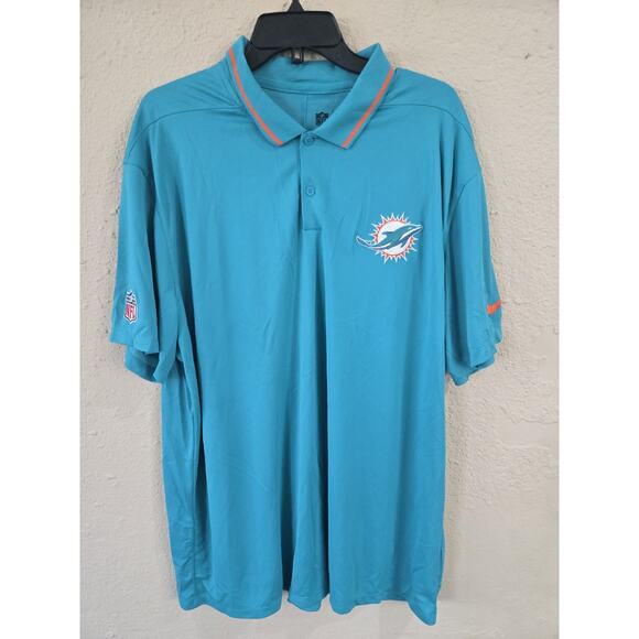 Nike Dri-Fit Miami Dolphins NFL Polo Shirt Men's Size 2XL, Teal Short Sleeve - Picture 1 of 7